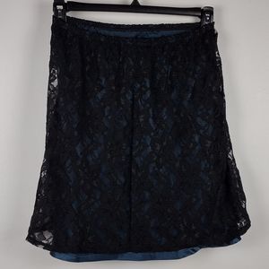 Black Lace over Blue Skirt